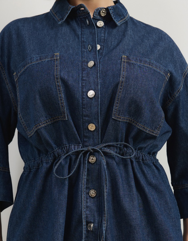 Atmos&Here Curvy - Alma SS Denim Chambray Shirt