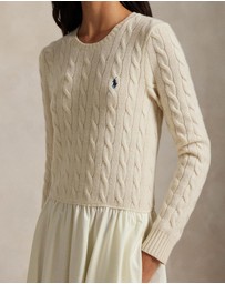 Polo Ralph Lauren - Cable-Knit Poplin Dress - ICONIC EXCLUSIVE