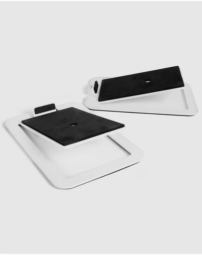 iWorld - Kanto S4W Angled Desktop Speaker Stands for Midsize Speakers - Pair, White