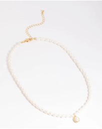 Lovisa - Gold Plated Freshwater Pearl Oval Drop Necklace