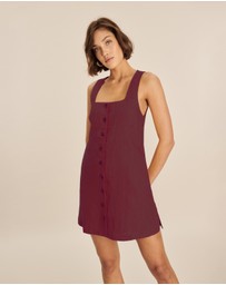 AERE - Bari Linen Button Down Mini Dress