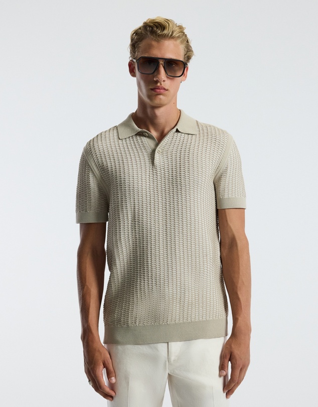 Calibre - Honeycomb Knit Polo Stone