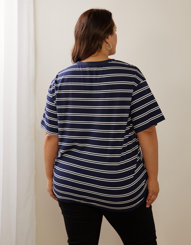 Atmos&Here Curvy - Frankie Striped Relaxed Tee