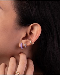 Wanderlust + Co - Rainbow Gem Gold 7mm Baby Huggie Earrings