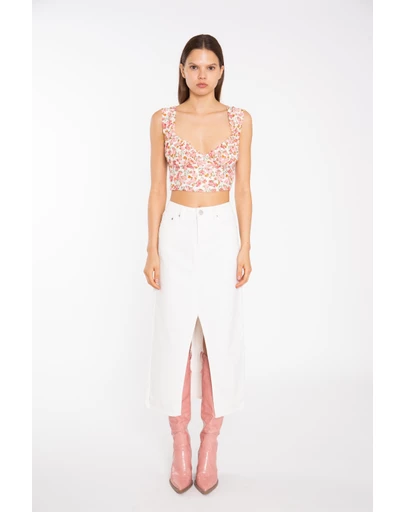 Glamorous - Center Split Denim Midi Skirt