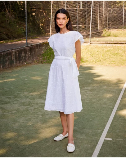 Forcast - Kavya Tie-Waist Cotton Dress