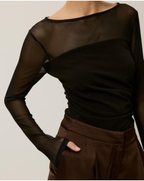 Tussah - Amelia Sheer Panel Gathered Long Sleeve Top