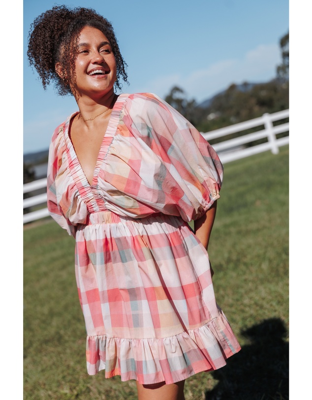 Petal & Pup - Itsy Mini Dress - Pink Picnic Plaid