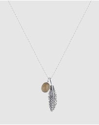 Kuzzoi - ICONIC EXCLUSIVE - Necklace Men Feather Pendant with Quartz Gemstone in 925 Sterling Silver