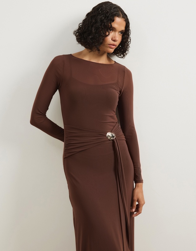 Atmos&Here - Dani Long Sleeve Mesh Midi Dress