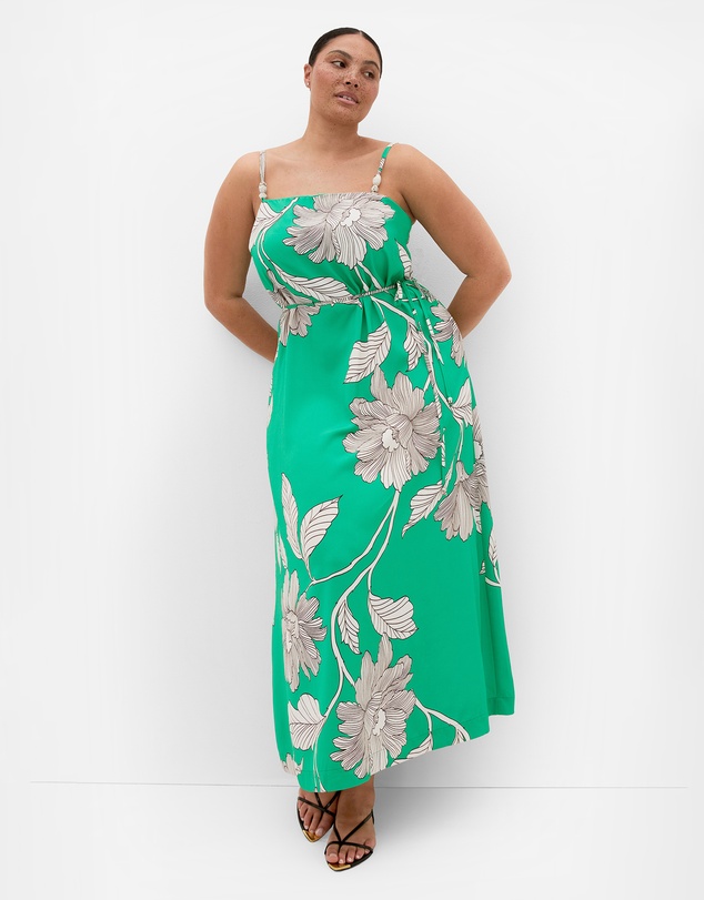 City Chic - Plus size Millie Print Maxi Dress - greenstone