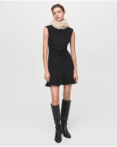 M.N.G - High-Neck Dress With Ruffle