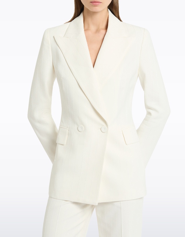 Carla Zampatti - Ivory Starlight Twill Double Breasted Blazer