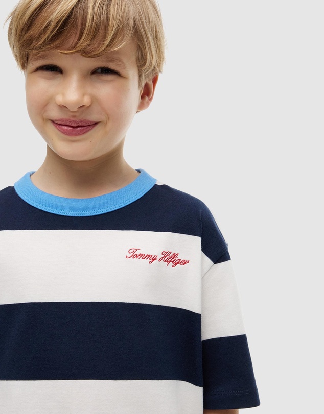 Tommy Hilfiger - Logo Embroidery Stripe Jersey T-Shirt - Kids