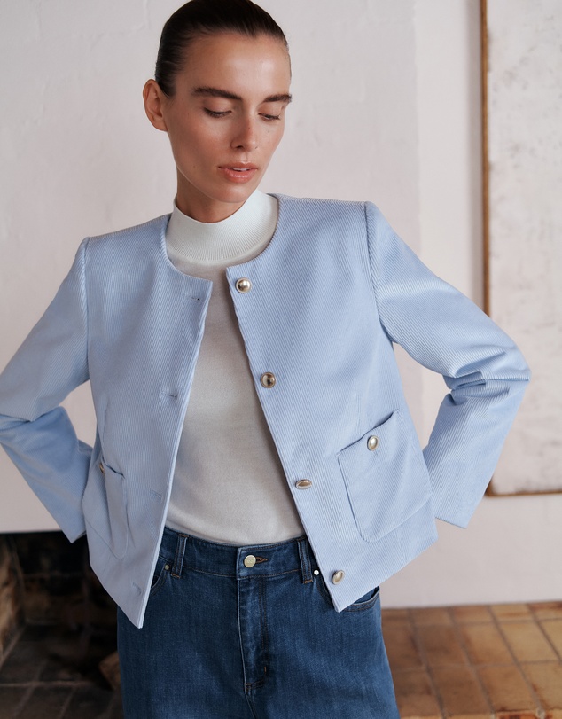 Trenery - Italian Cord Button Front Jacket in Mist Blue