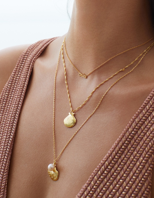 Wanderlust + Co - Seashell Gold Locket Necklace