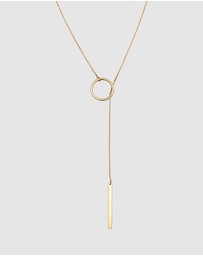 Elli Jewelry - Necklace Y-Chain Circle Rod Geo in 925 Sterling Silver Gold Plated