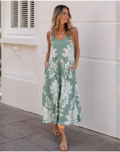 Esther & Co - Noerelle Dress - Sage Floral