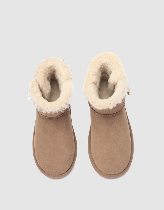 EVERAU - Australian Shepherd Ugg Mini Button Sheepskin Upper UGG Boots