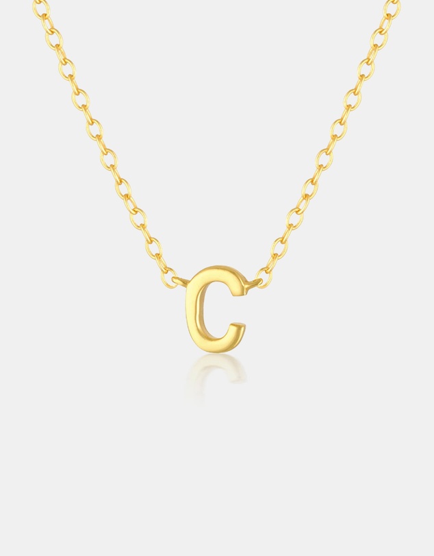 The Silver Collective - Petite A-Z Letter Necklace - C