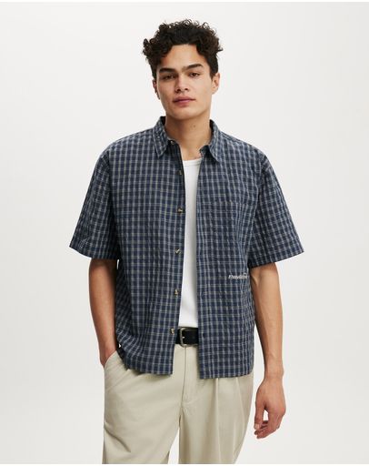 NAVY MINI GRID CHECK