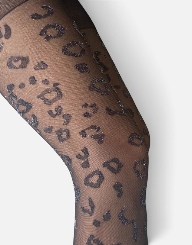 High Heel Jungle - Metallic Leopard Premium Jacquard Tights
