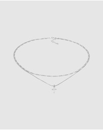 Elli Jewelry - Necklace Choker Layer Cross Filigree with Zirconia in 925 Sterling Silver