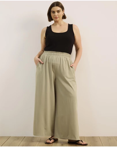 Atmos&Here Curvy - Flora Wide Leg Pants
