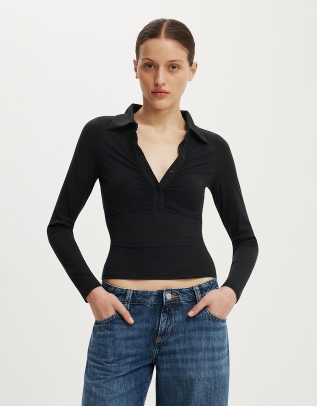 Cotton On - Hold Me Long Sleeve Polo