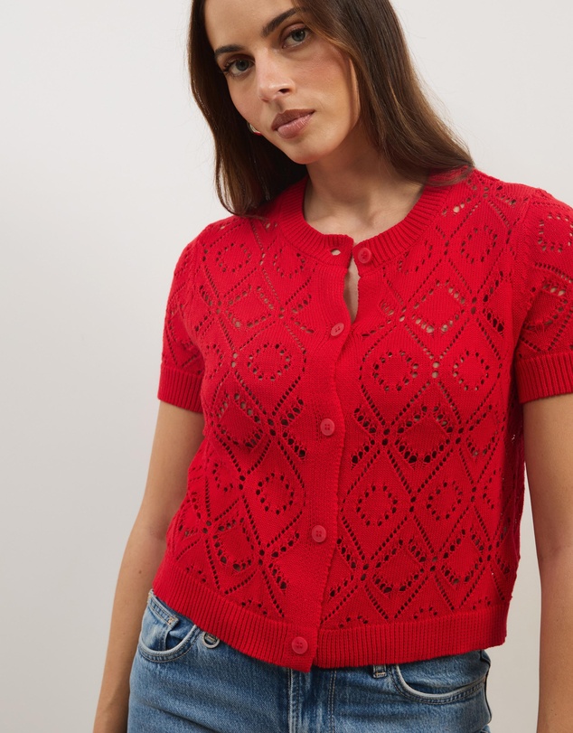 Atmos&Here - Hani Short Sleeve Open Knit Cardigan