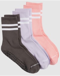 High Heel Jungle - Varsity Pilates Yoga Grip Socks - 3 Pack