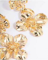 Lovisa - Gold Plated Double Gradual Flower Drop Earrings