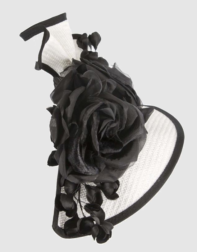 Fillies Collection - Bespoke Sculpted White Black Racing Fascinator
