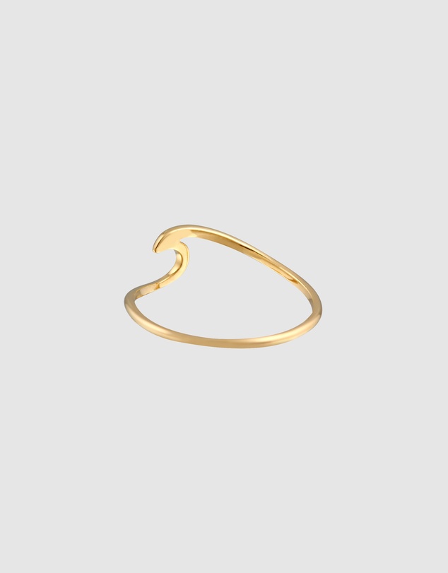 Elli Jewelry - Ring Curved Design Asymmetry Wave Filigree in 585 Yellow Gold