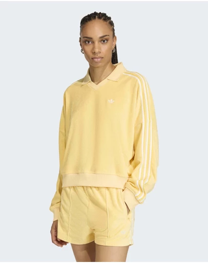 adidas Originals - TERRY TOWEL V NECK LONG SLEEVES Polo Shirt Womens