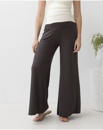 Angel Maternity - Debra Wide Leg Maternity Bamboo Pants in Cocoa