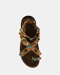 Steve Madden - Linear Taupe Suede Sandals