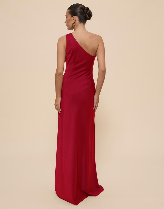 CHANCERY - Hallie Satin One Shoulder Drape Maxi Dress