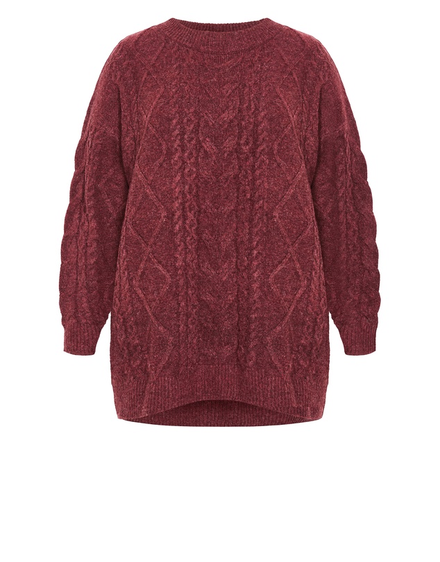 City Chic - Plus size Jojo Jumper - wine