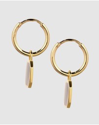 Kuzzoi - ICONIC EXCLUSIVE - Earrings Unisex Creole Square with Enamel 925 Sterling Silver Gold Plated