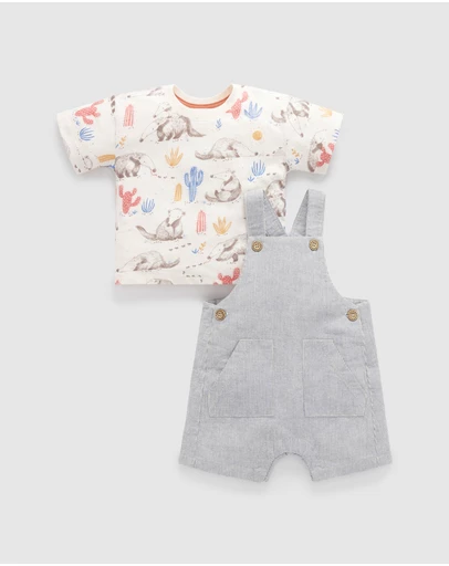 Purebaby - Anteater Striped Overall Set -Kids-Babies