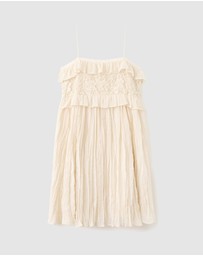 M.N.G - Chiffon Dress With Embroidered Details