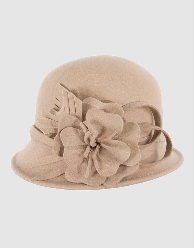 Max Alexander - Winter Felt Beige Cloche Hat