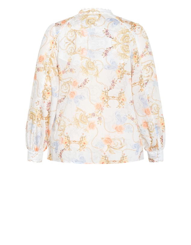 City Chic - Plus size Clover Opulent Print Shirt - ivory