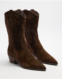AERE - Rozalia Suede Cowboy Ankle Boots