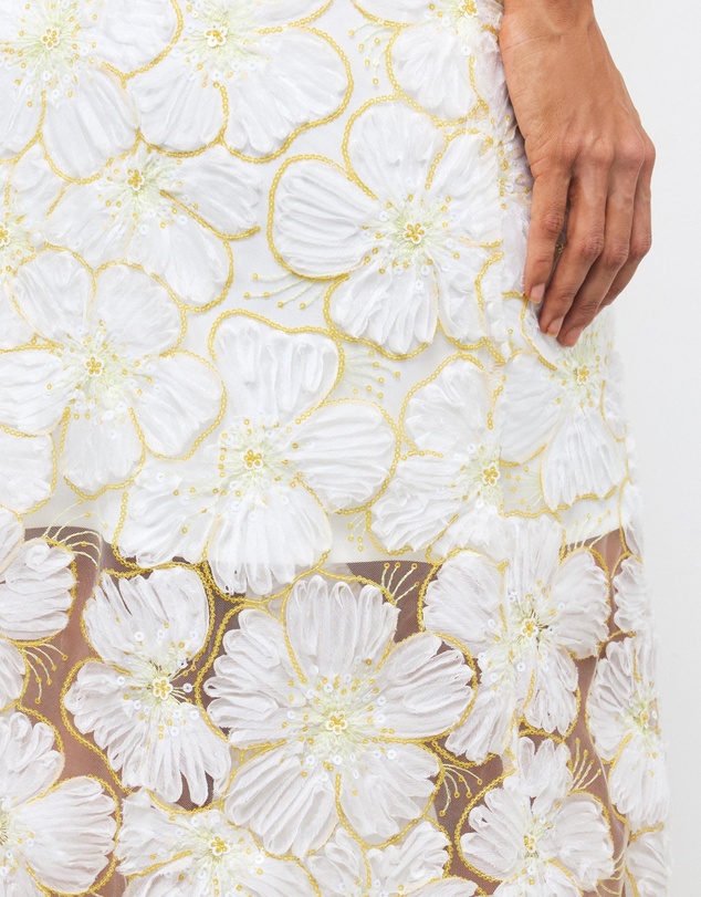 AERE - Loe Sequin Flower Maxi Skirt