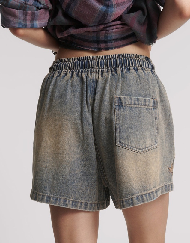 ONE TEASPOON - Boxer Low Waist Denim Shorts - Island Blue