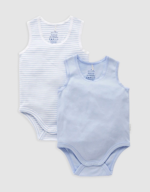 Purebaby - Rib Bodysuit 2 pack-Babies