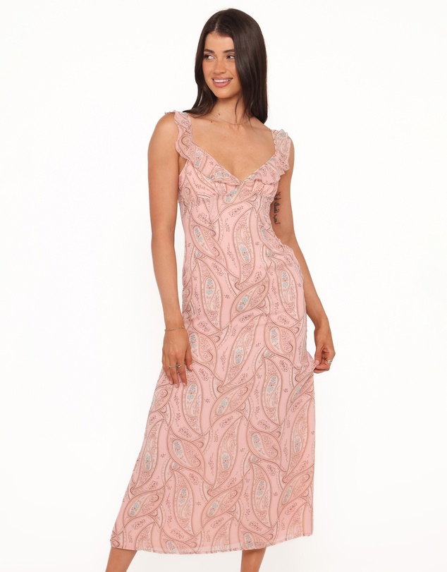 Petal & Pup - Jarvis Midi Dress - Peach Paisley