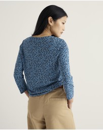 Seasalt - Seasalt Cornwall Blue Kellow 3/4 Sleeve Jersey Top